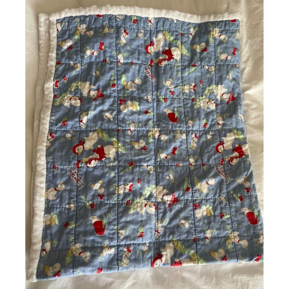 Baby Blanket Quilted Duckling Minky Dot Cottagecore Nursery Decor